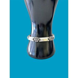 Brighton TRIBECA Silver Square Medallion Rectangular Solid Link Bracelet